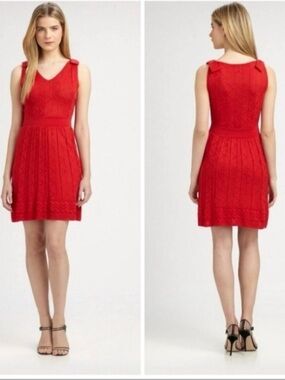 Missoni Red Sleeveless V-Neck Knit Dress